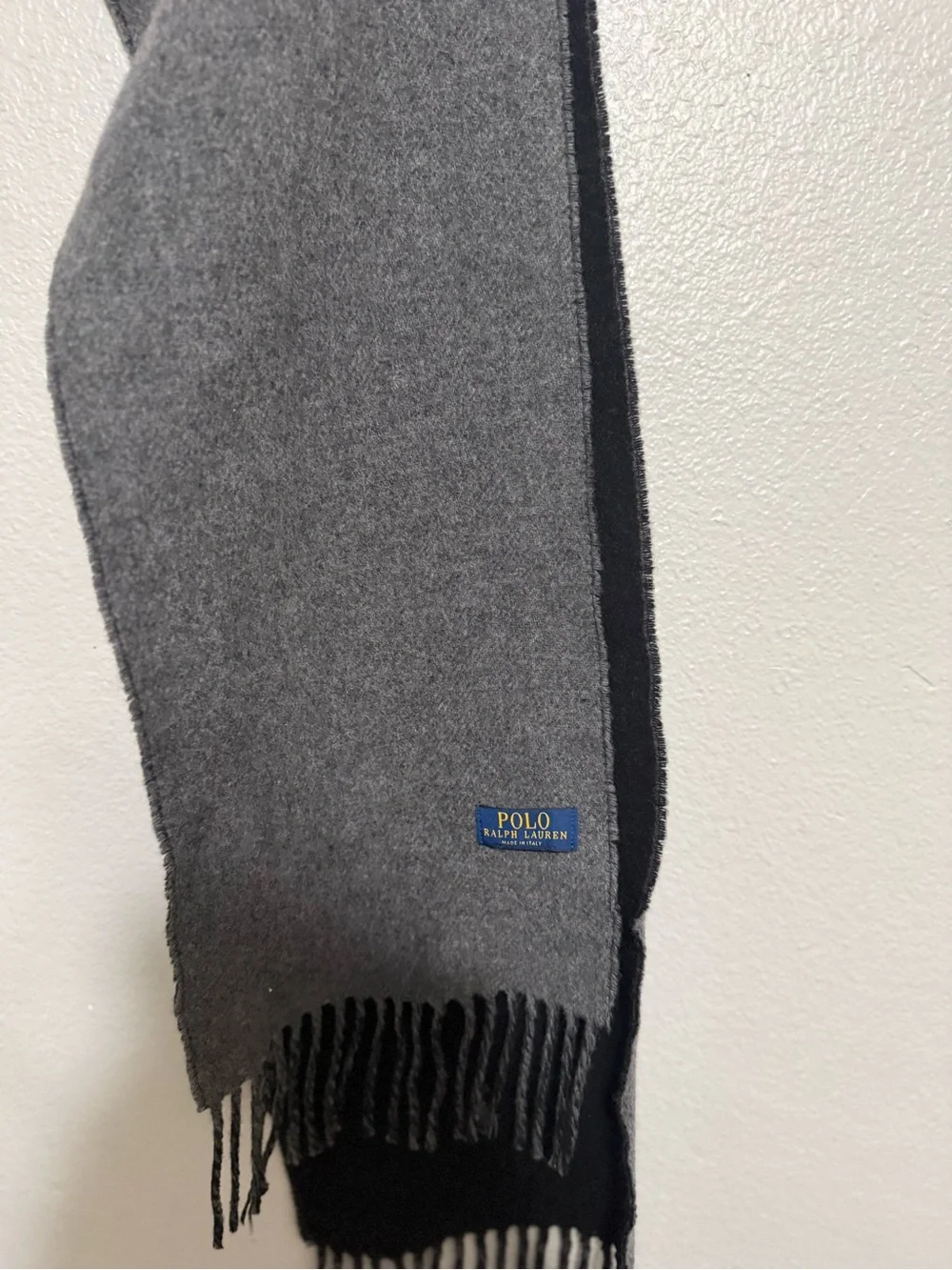 Polo by Ralph Lauren Reversible Gray and Black Wool Scarf